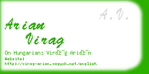 arian virag business card